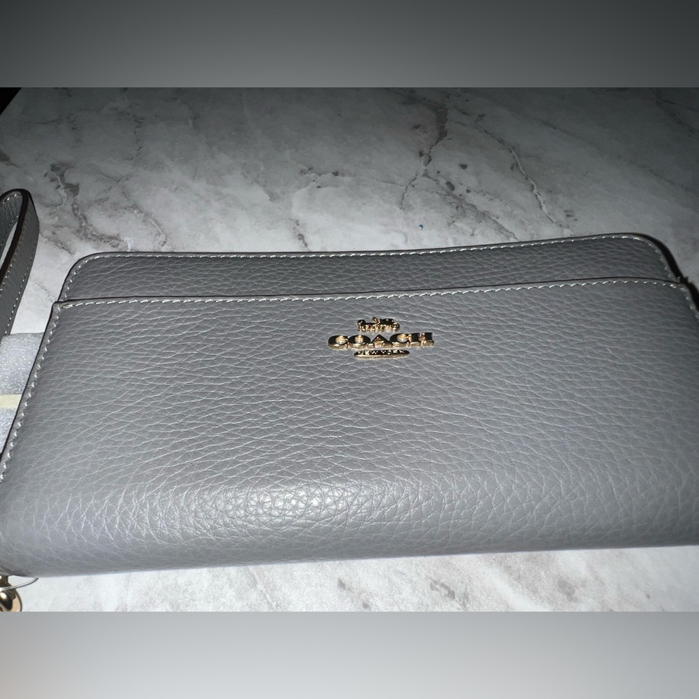 Coach Gray Pebbled Leather Wristlet - Picture 11 of 11